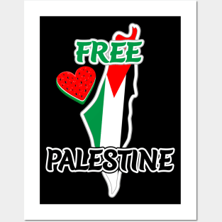 Free Palestine - Map and Watermelon Logo Posters and Art